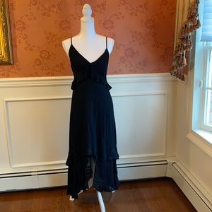 Lulu’s Black Ruffle Midi Dress